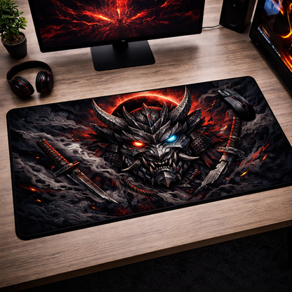 Samurai Demon Mask Gaming Mouse Pad