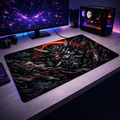 Samurai Demon Mask Gaming Mouse Pad