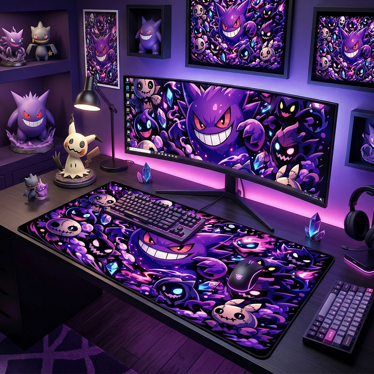 Mischievous Purple Ghost Gaming Mouse Pad