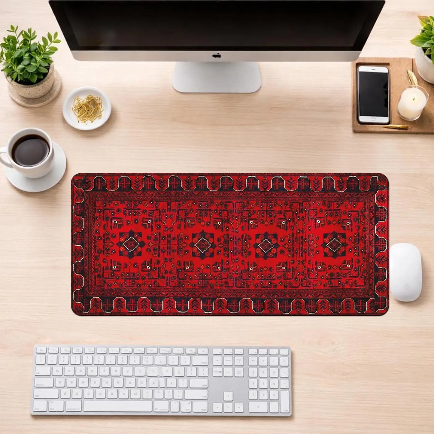Red Oriental Pattern Mouse Pad